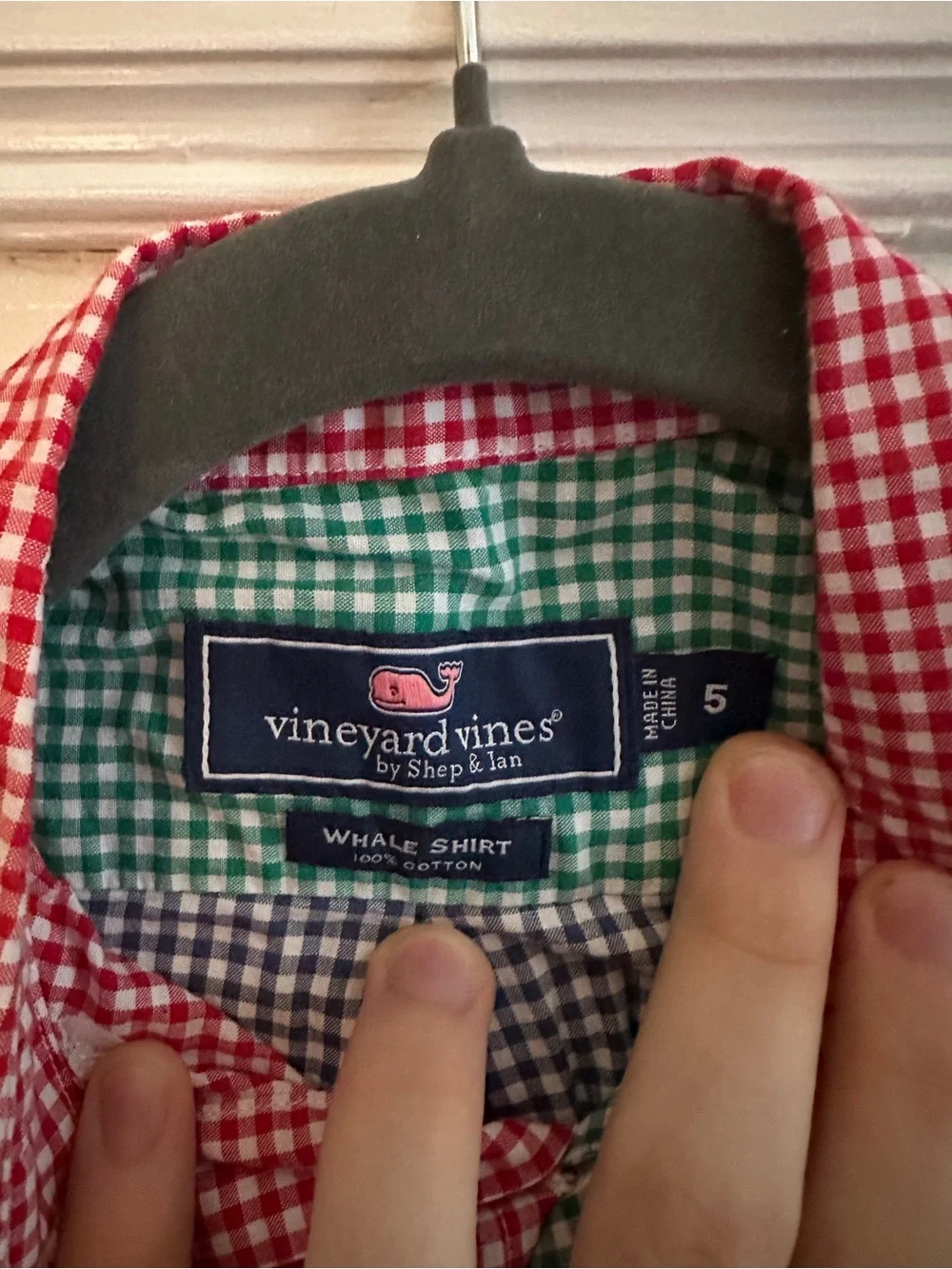 Vineyard Vines Kids Patchwork Gingham Button-Down - Red & Green